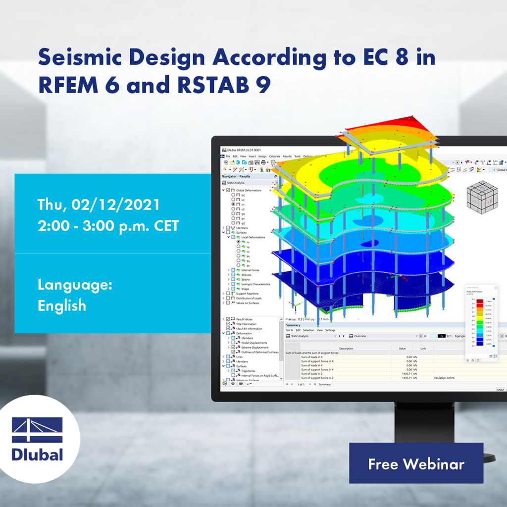 Vérification sismique selon l'EC 8 dans RFEM 6 et RSTAB 9