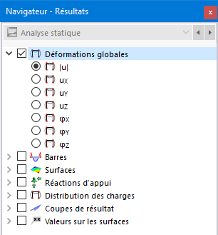 Sélection des déformations globales dans le navigateur