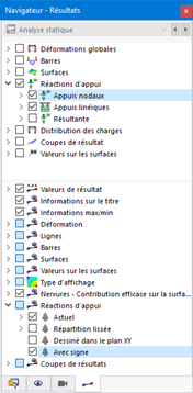 Affichage des réactions d’appui avec des signes