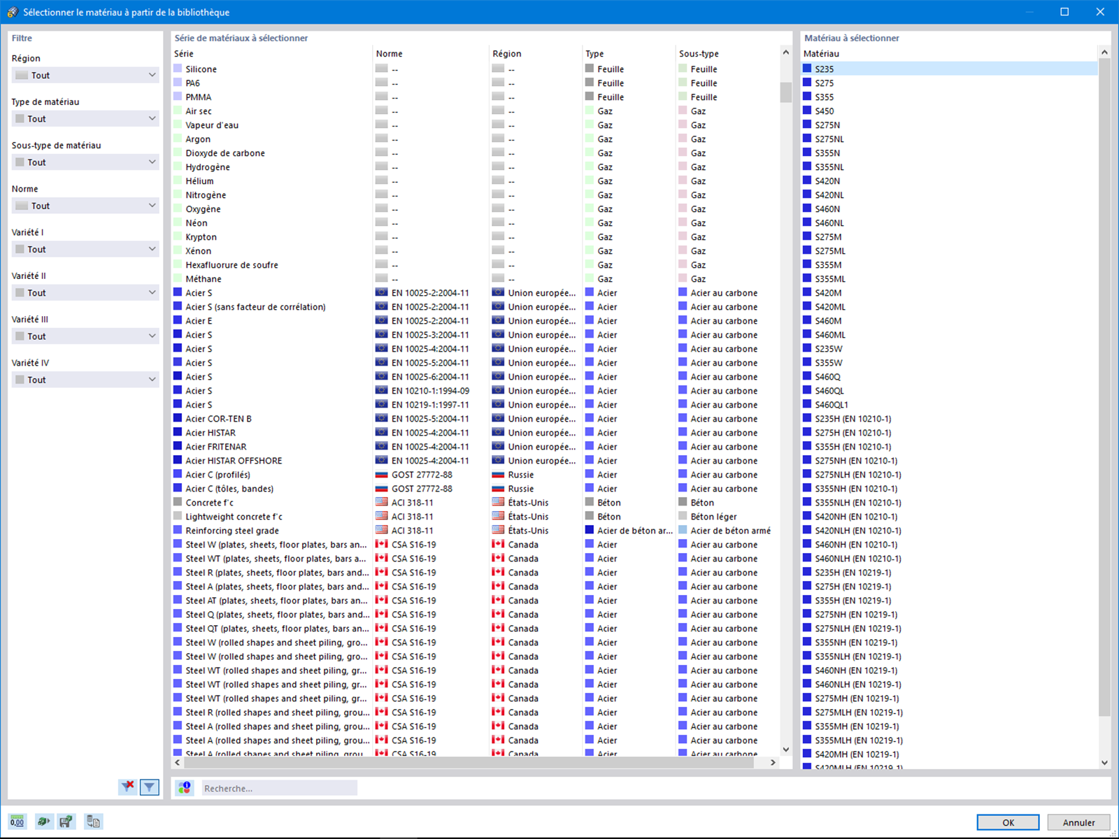 Bibliothèque de matériaux améliorée