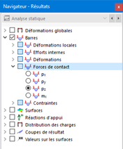 Forces de contact des barres dans le navigateur