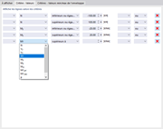 Définition des critères pour les valeurs du tableau