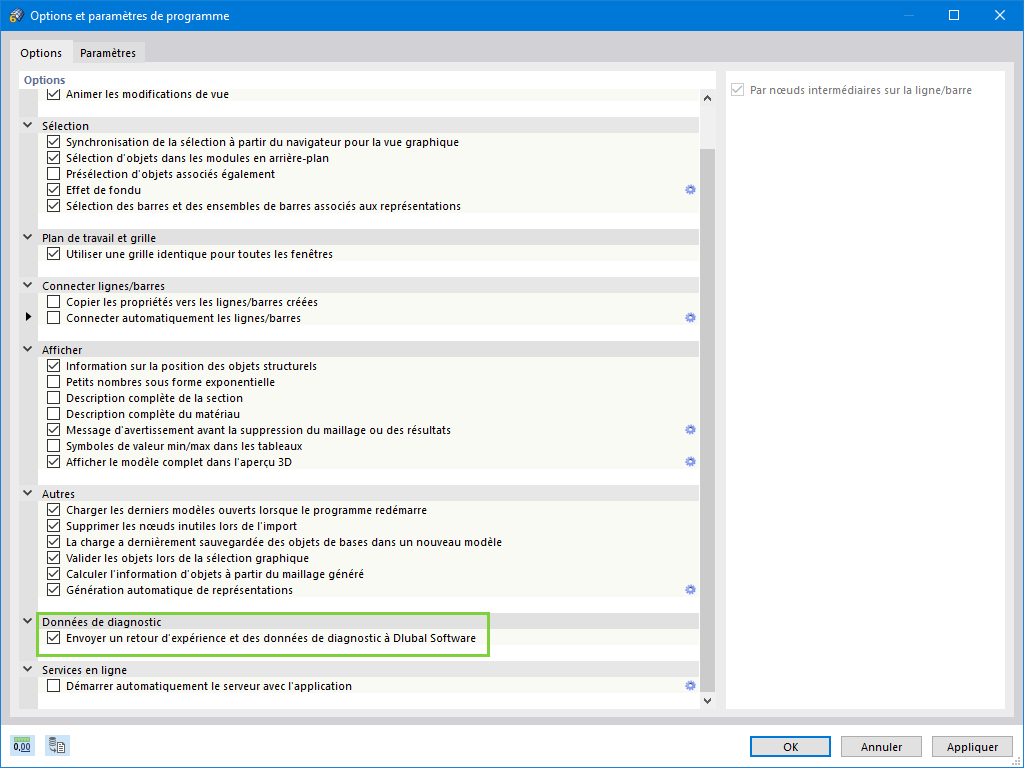 Activer ou désactiver l'envoi des données de diagnostic