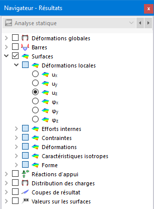 Sélection des déformations locales de surfaces dans le navigateur