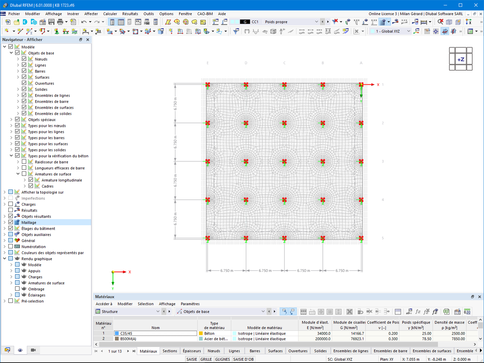 Modèle avec maillage EF