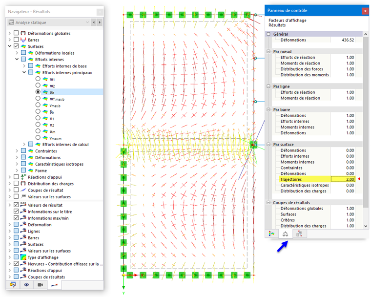 Affichage des trajectoires des axes principaux
