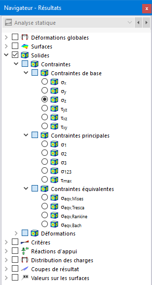 Sélection des contraintes de solides dans le navigateur