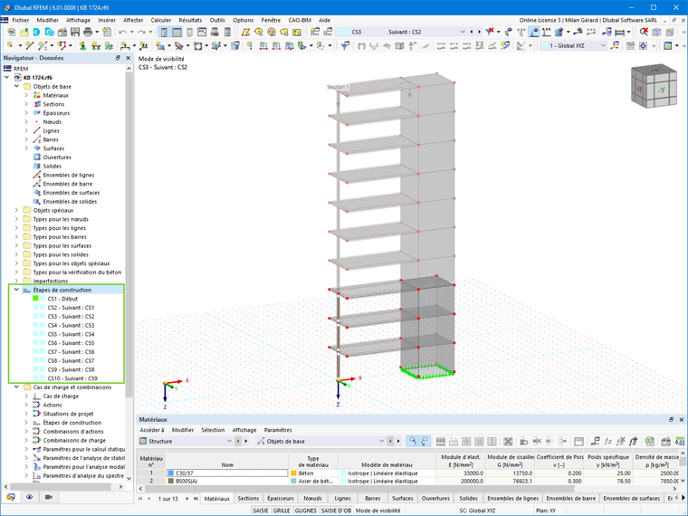Phases de construction dans RFEM 6