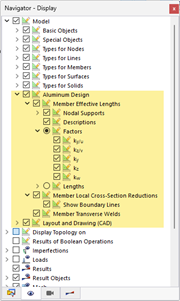Options d’affichage de la vérification de l’aluminium dans le Navigateur - Afficher