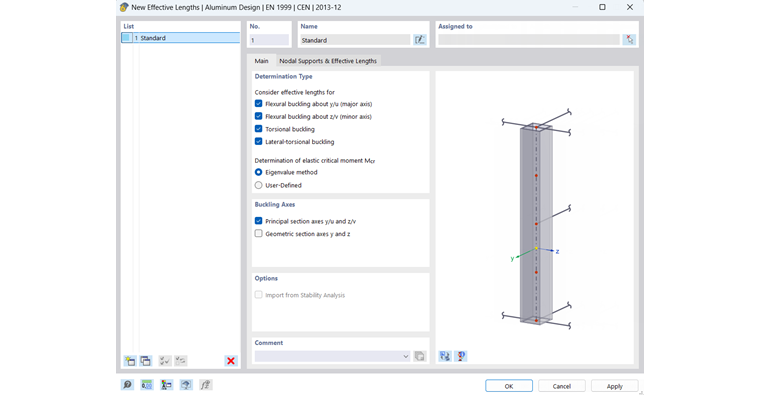 Boite de dialogue « Nouvelles longueurs efficaces »