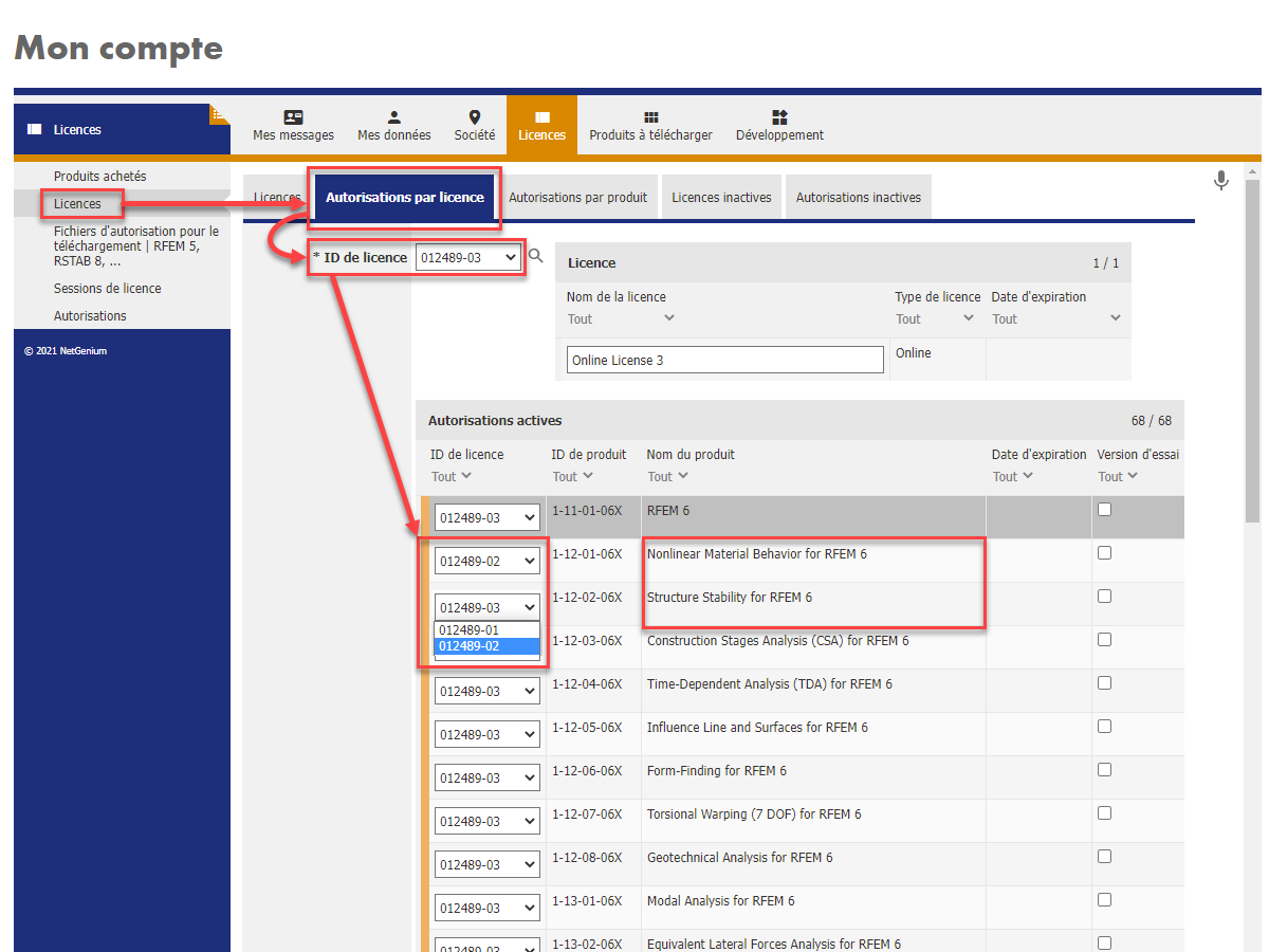 FAQ 005139 | Nous avons acheté plusieurs licences en ligne. Comment puis-je déplacer une autorisation d'une licence à une autre ?