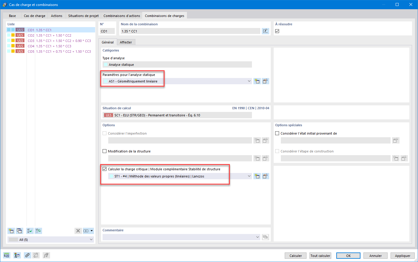 FAQ 005140 | Comment effectuer une analyse de stabilité pour déterminer le facteur de charge critique dans RFEM 6 ?