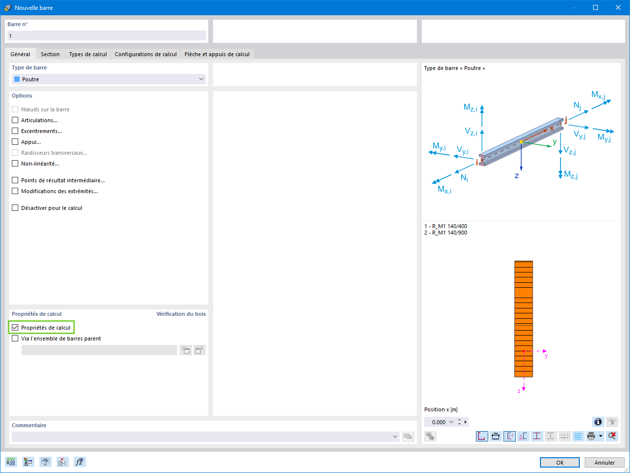 Case à cocher pour les propriétés de conception