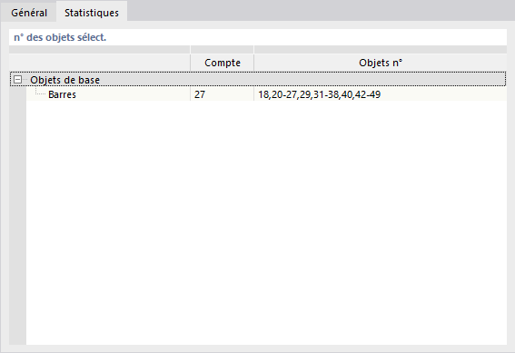 Statistiques de la sélection d’objets