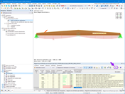 Résultats de la vérification de barres en bois à inertie variable et courbées à l’aide du logiciel de calcul de structure.