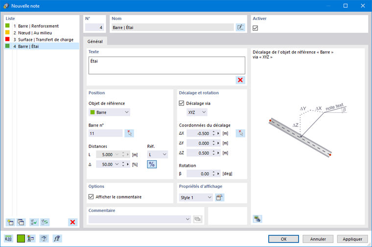 Boîte de dialogue « Nouvelle note »