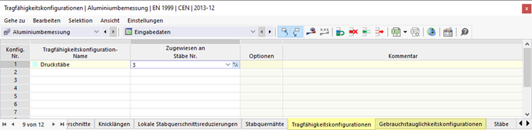 Attribution du type de configuration dans le tableau