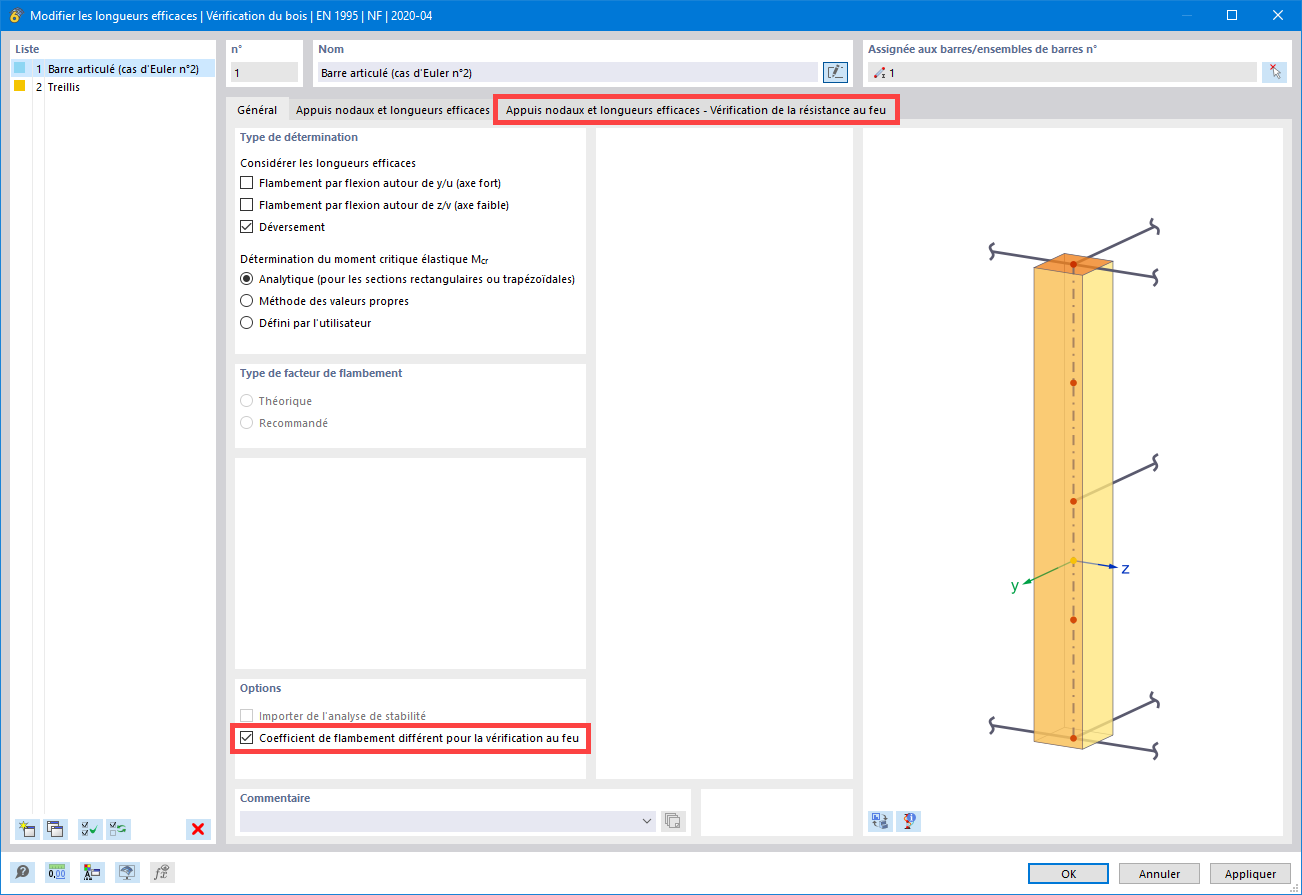 Explication de l'ajustement des longueurs efficaces pour la résistance au feu des structures bois.