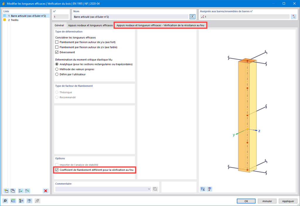 Explication de l'ajustement des longueurs efficaces pour la résistance au feu des structures bois.