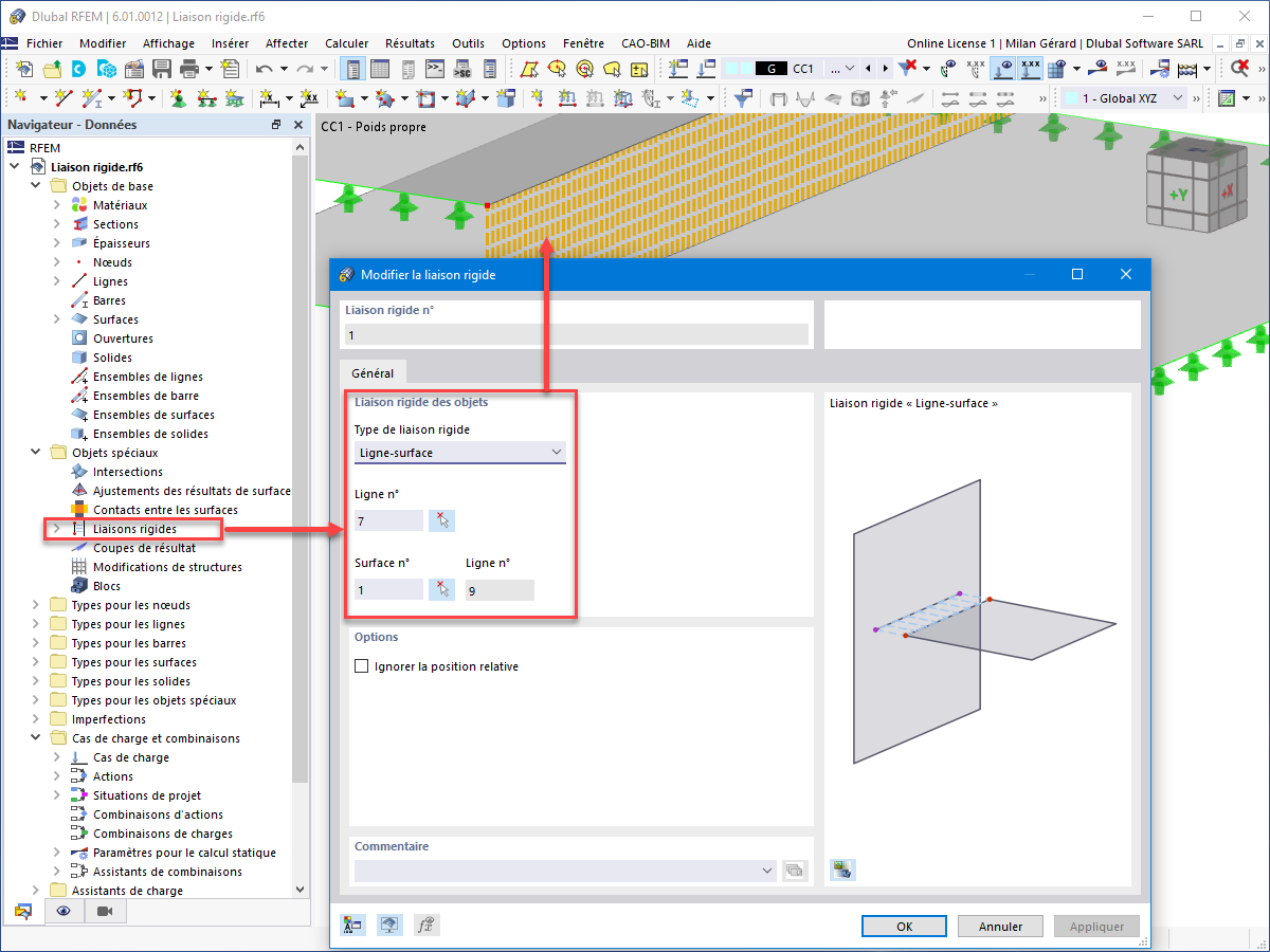 FAQ 005146 | Comment puis-je implémenter une liaison rigide entre deux surfaces dans RFEM 6 ?