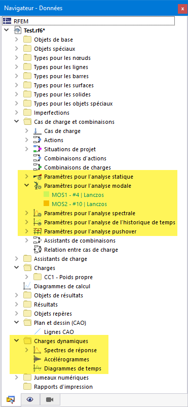 Entrées pour les modules complémentaires d’analyse dynamique dans le navigateur