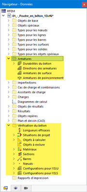 Catégories pour la vérification du béton dans le navigateur