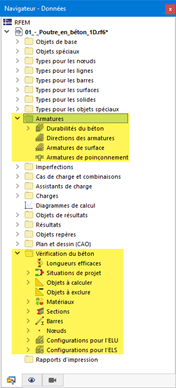 Catégories pour la vérification du béton dans le navigateur
