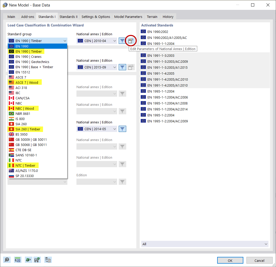 Norme pour la « Classification de cas de charge et assistant de combinaison »