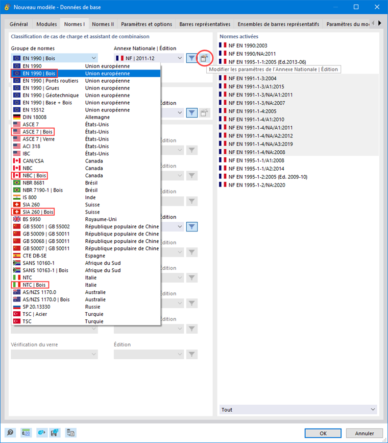 Norme pour la « Classification de cas de charge et assistant de combinaison »