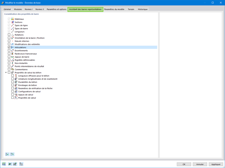 Assistant des barres représentatives