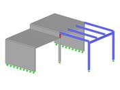 Structure en béton avec plate-forme en acier attenante