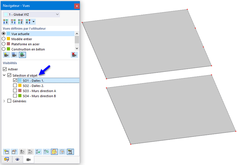 Sélection d’objets personnalisée dans le « Navigateur - Vue »