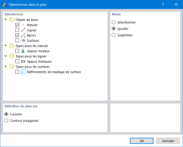 Boîte de dialogue « Sélectionner dans le plan »