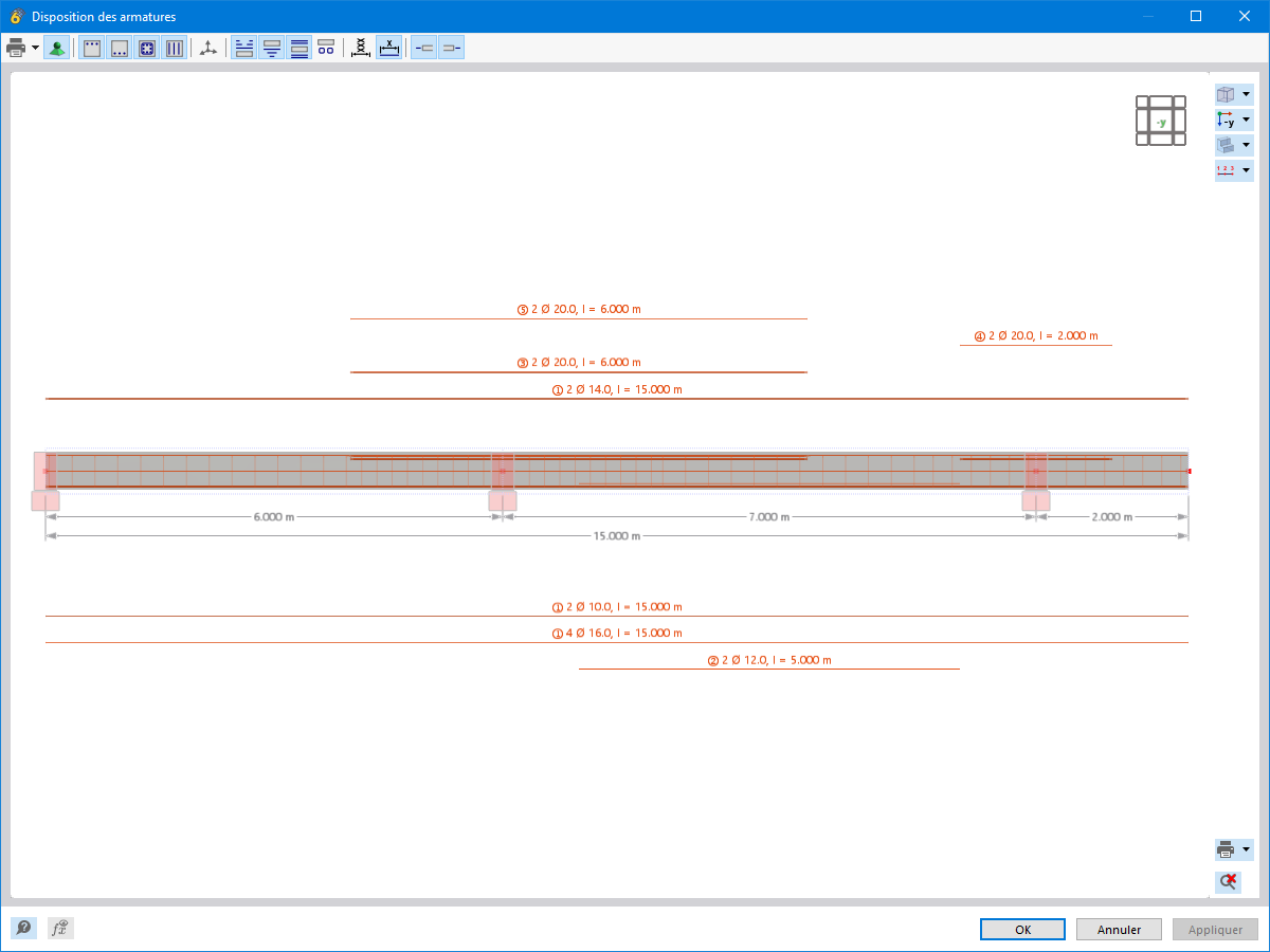 Affichage graphique des armatures de barres