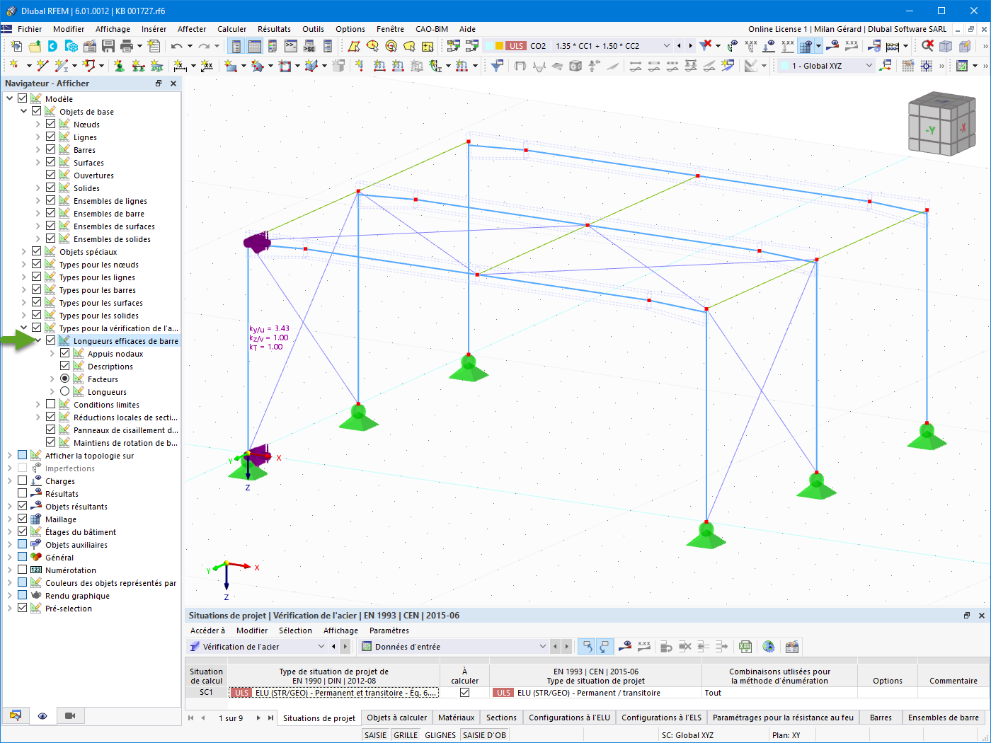 Affichage des longueurs efficaces
