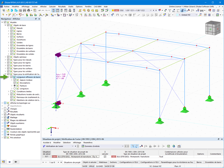 Affichage des longueurs efficaces
