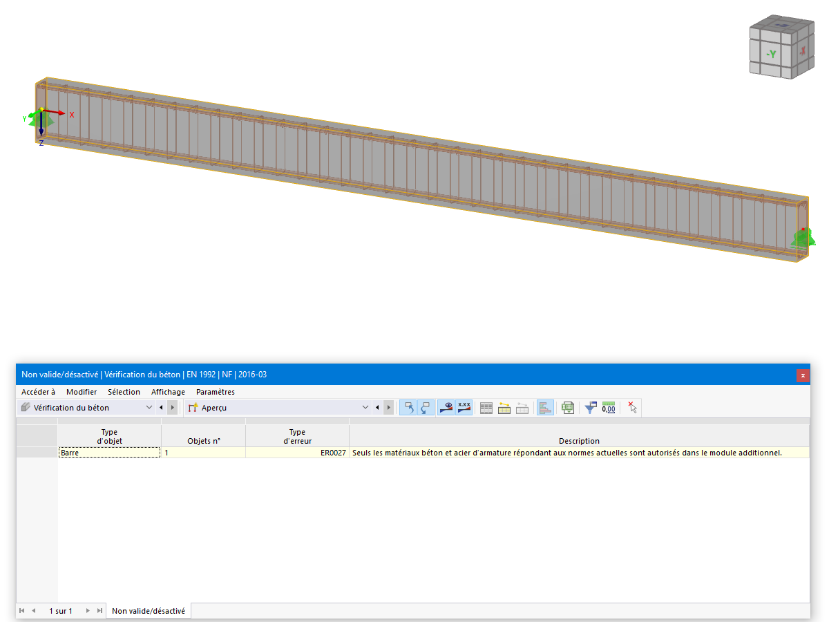 FAQ 005150 | Pourquoi les barres ne sont-elles pas valides pour le module complémentaire Vérification du béton ?