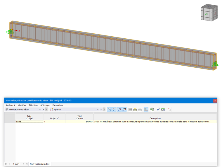 FAQ 005150 | Pourquoi les barres ne sont-elles pas valides pour le module complémentaire Vérification du béton ?