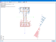 Représentation 3D des contraintes de section dans les armatures en béton sous charge.
