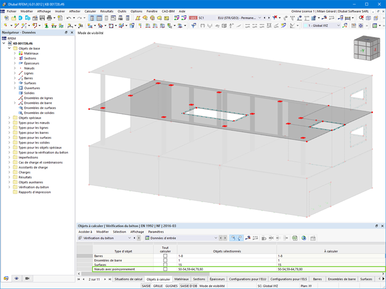 Sélection des nœuds de poinçonnement à l’aide de tableaux
