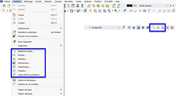 Outils de modélisation dans le menu « Modifier » et boutons dans la barre d’outils
