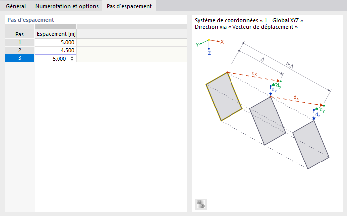 Définir un espacement différent pour les copies