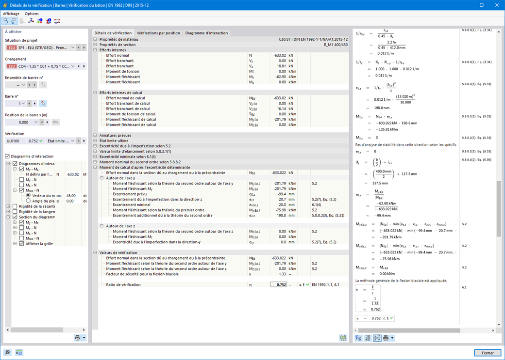 Détails de vérification de stabilité