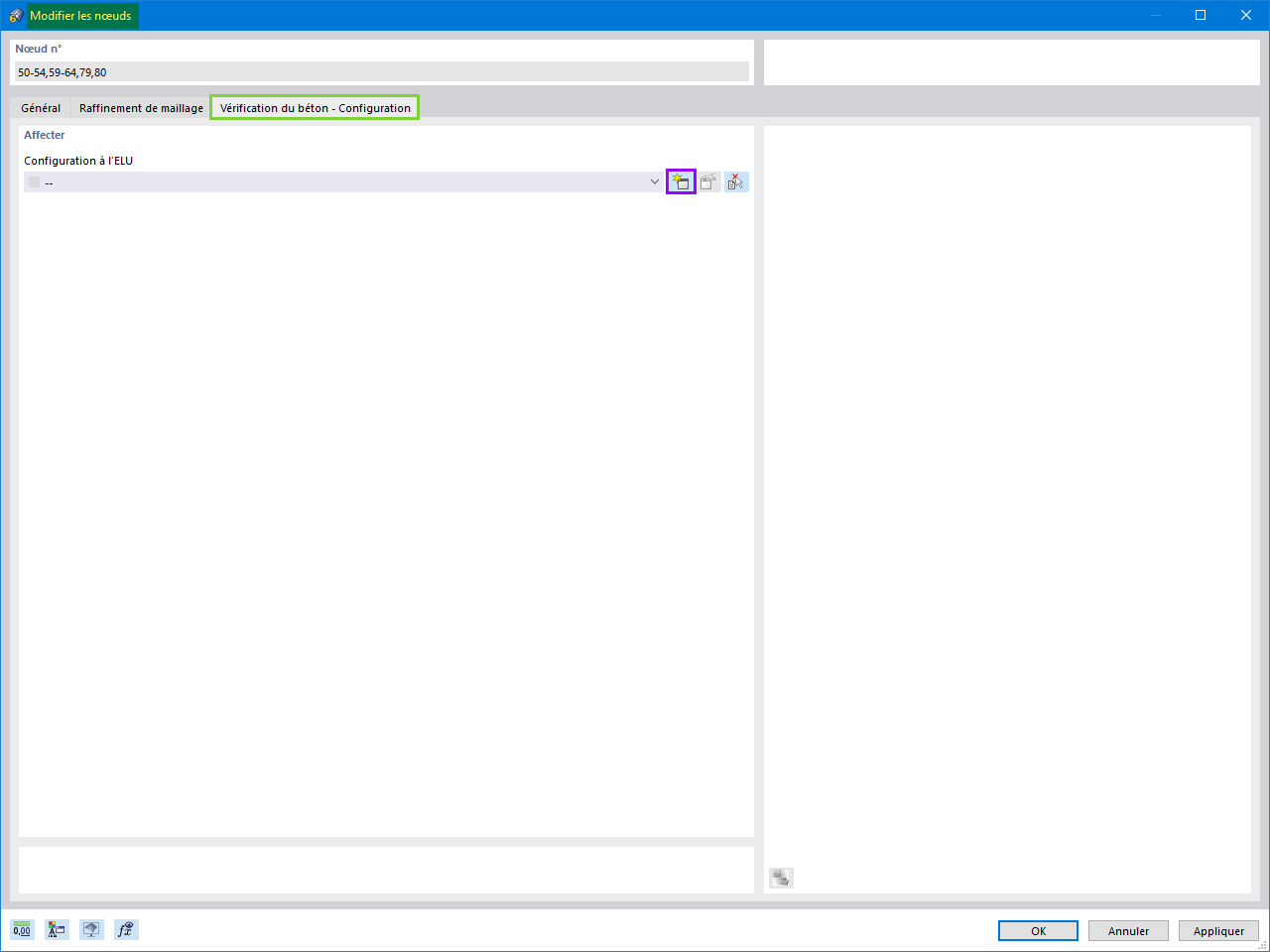 Vérification du béton - Configurations
