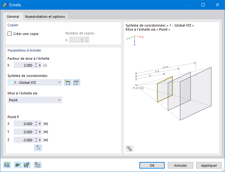 Boîte de dialogue « Échelle »