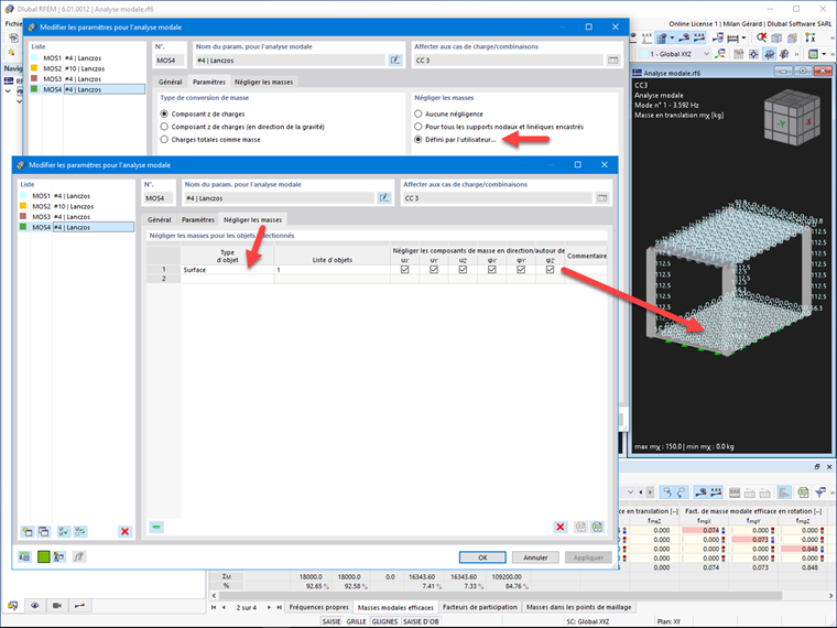 FAQ 005158 | Comment puis-je négliger les masses dans mon analyse modale dans RFEM 6/RSTAB 9 ?