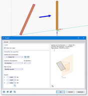 Projeter la barre dans la direction X dans le plan