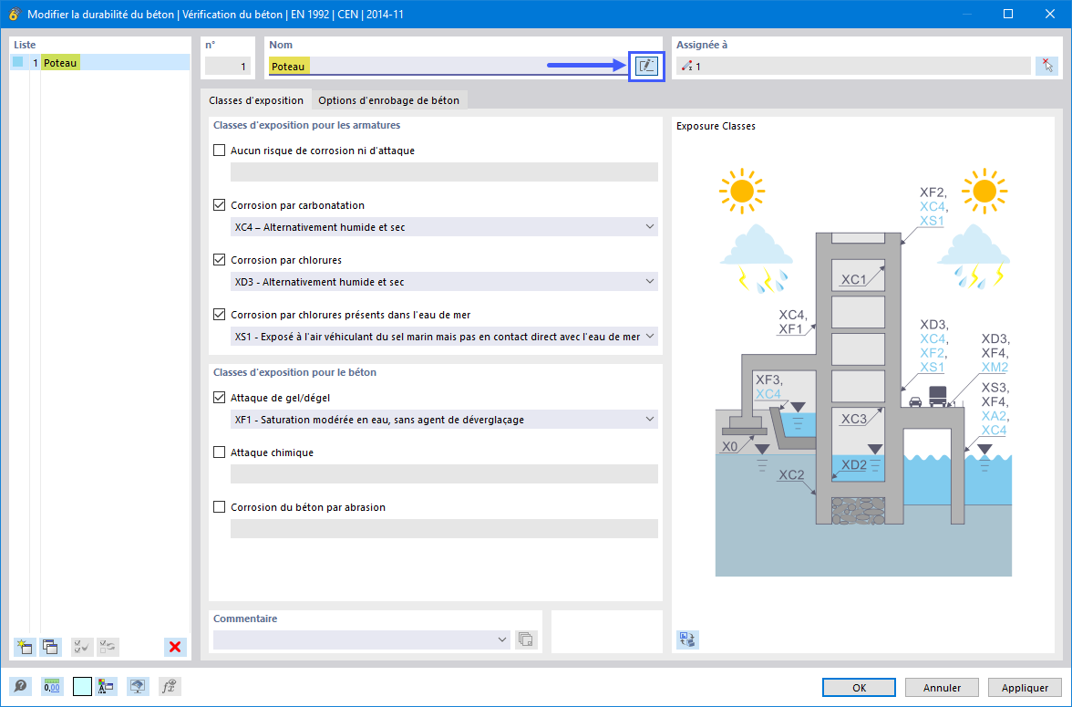 Durabilité du béton avec nom défini par l’utilisateur