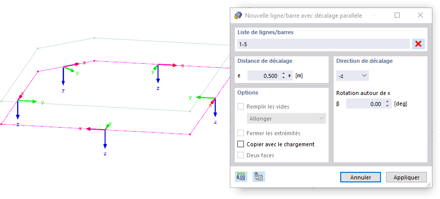 Définir des lignes parallèles avec un décalage