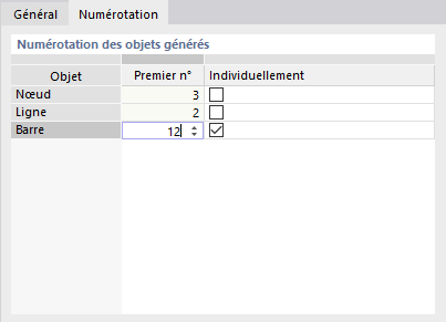 Ajuster la numérotation des objets générés
